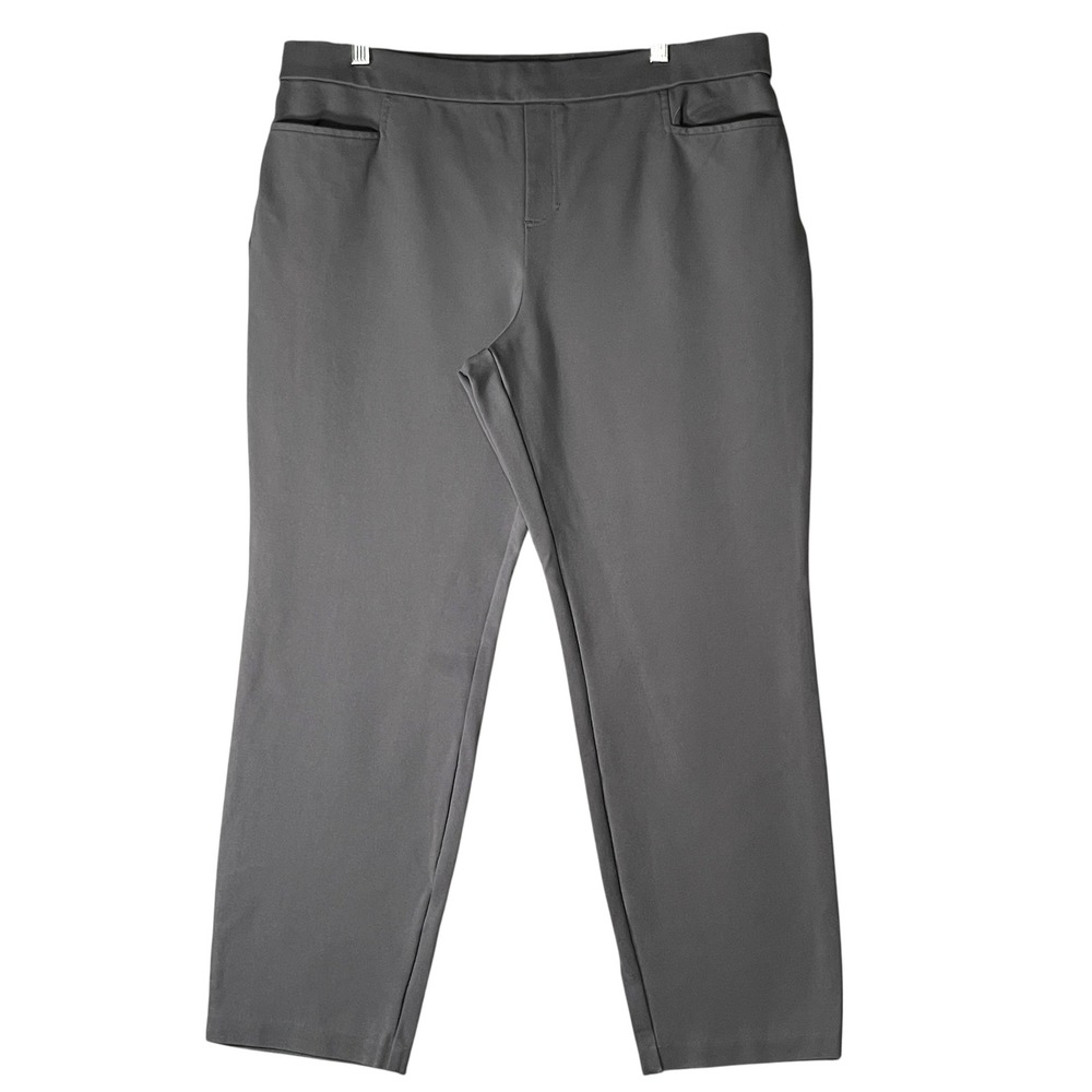 Susan Graver Womens Gray Ponte Knit Pull On Straight Leg Pants Size LP
